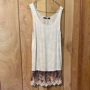 Chic Cream Lace Trim Tank Top